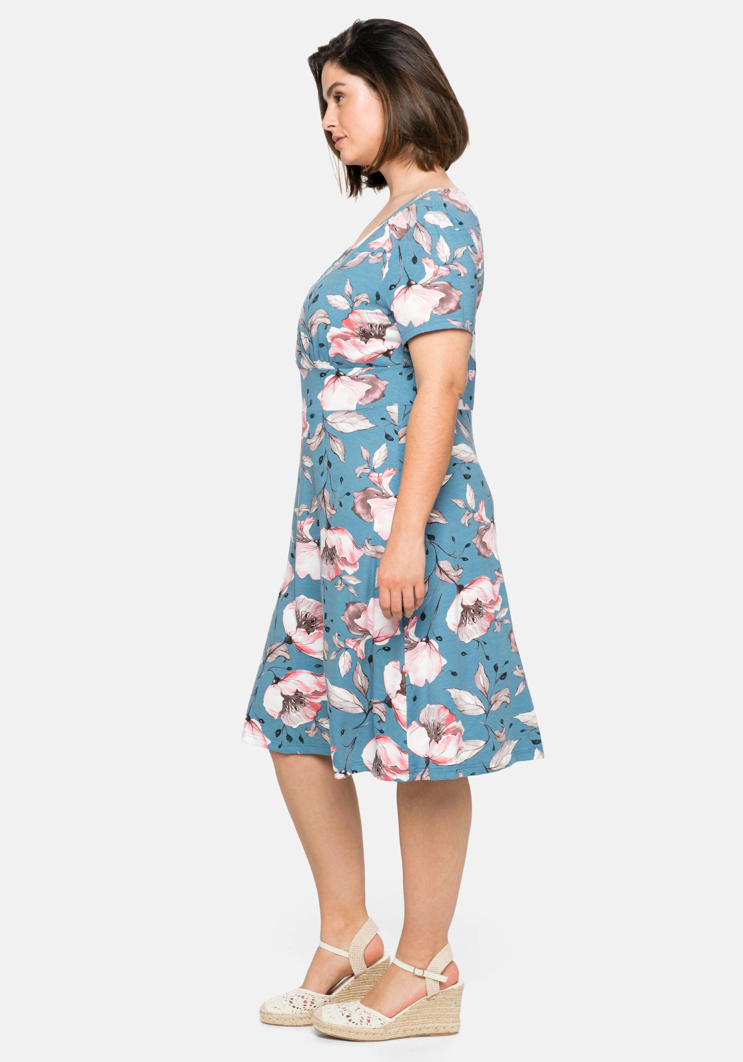 Jerseykleid in Wickeloptik, mit Blumenprint