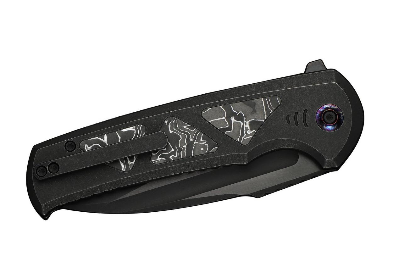 WE Knife Sylox WE24027-1 Black Stonewashed,  Titanium Aluminum Foil Carbon Inlay, zakmes
