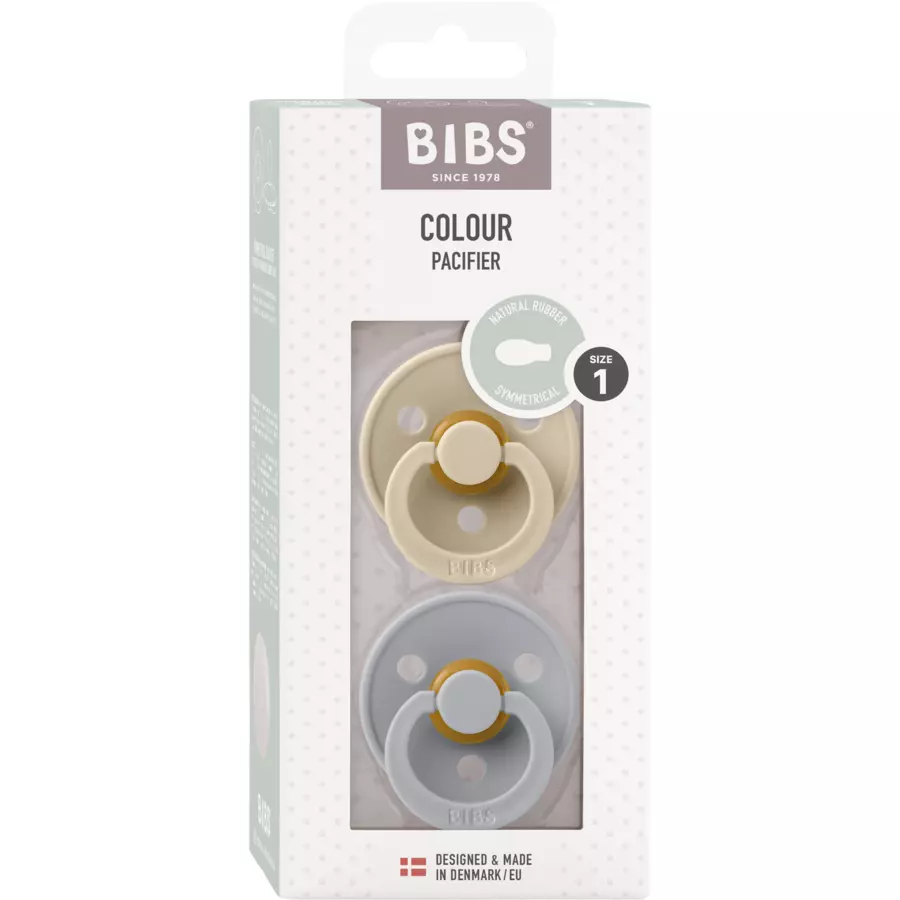 BIBS® Schnuller Colour Symmetrischer Sauger Cloud & Vanilla 0-6 Monate, 2 Stk.