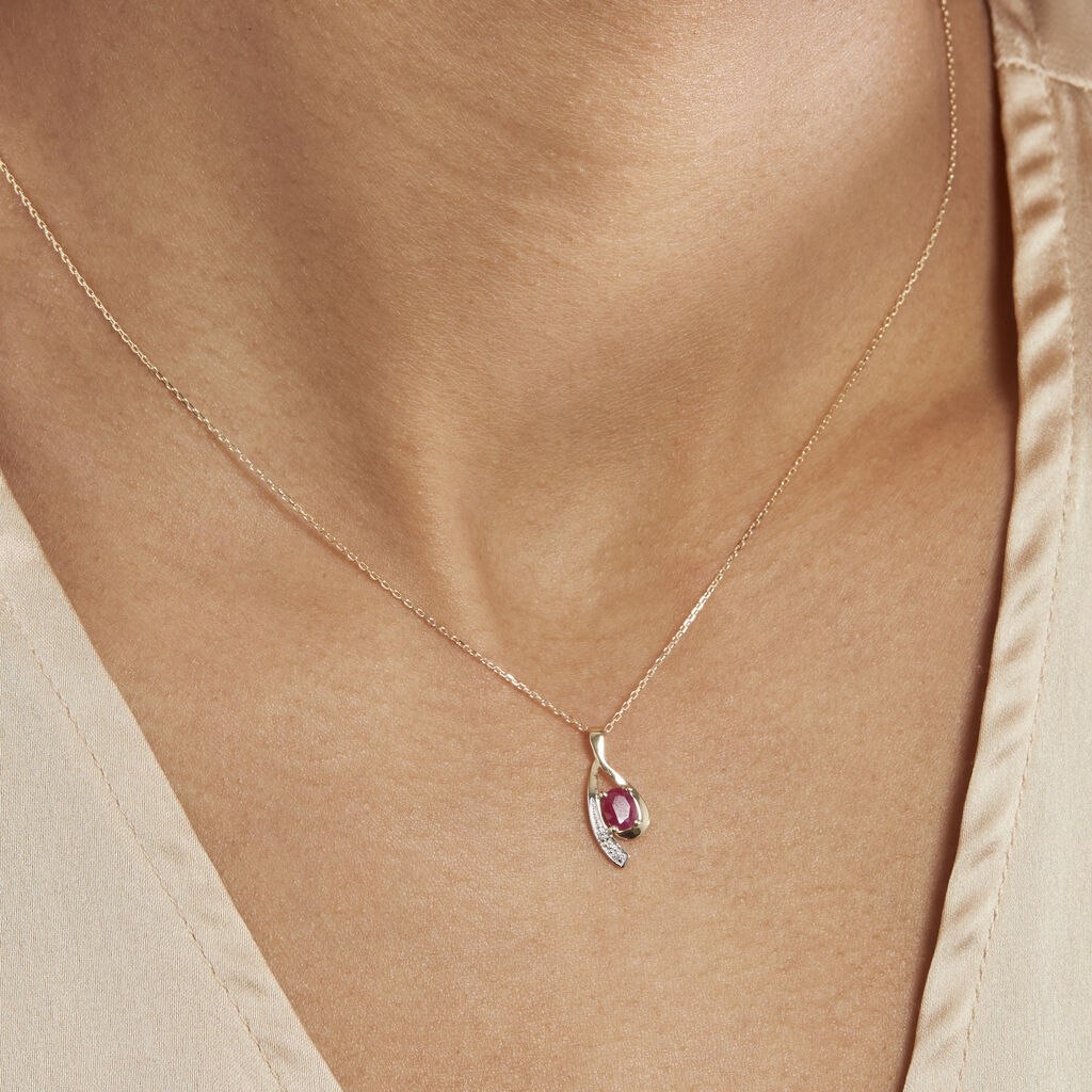 Collier Sagesse Or Jaune Rubis Et Diamant