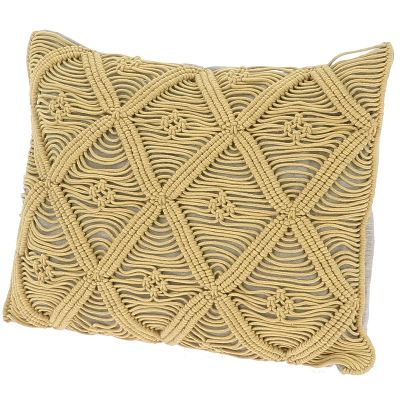 En Fil d'Indienne Housse de coussin Macramé ocre - 35x50 cm