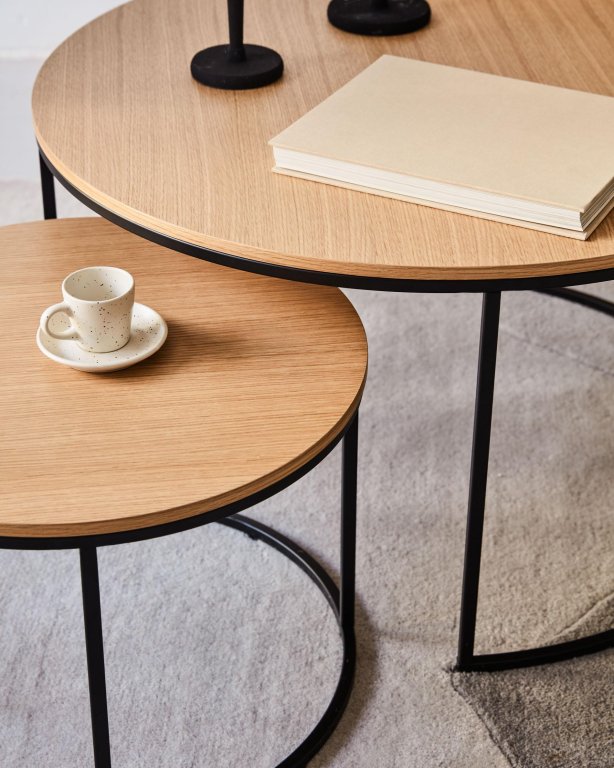 Kave Home Yoana bijzettafel set van 2 eiken