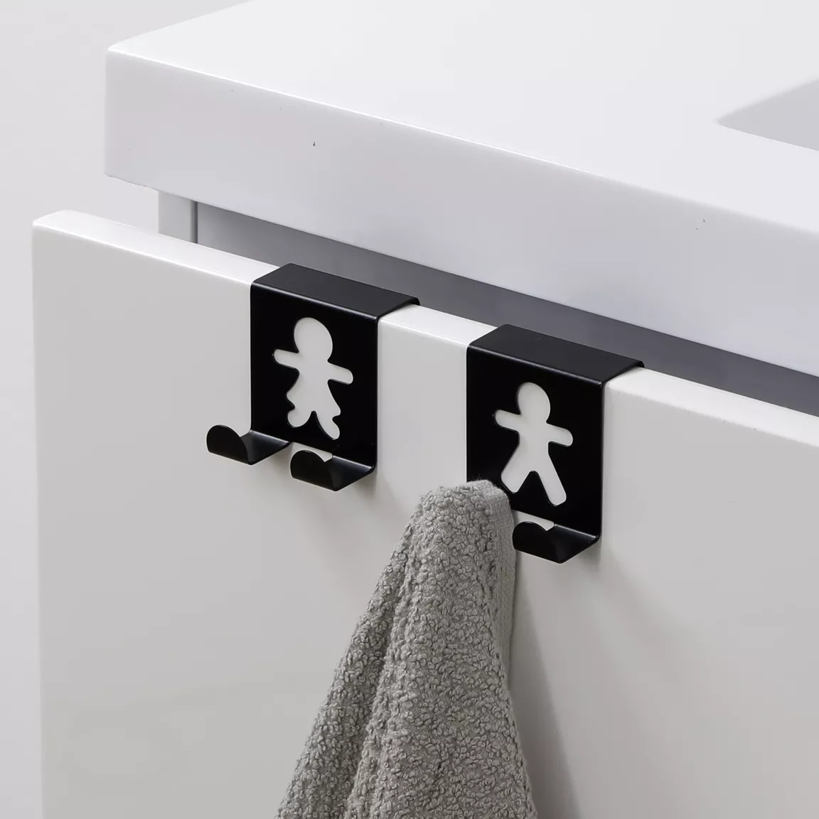 Lot de 2 patères à suspendre métal (H5 cm) Bonhommes Noir