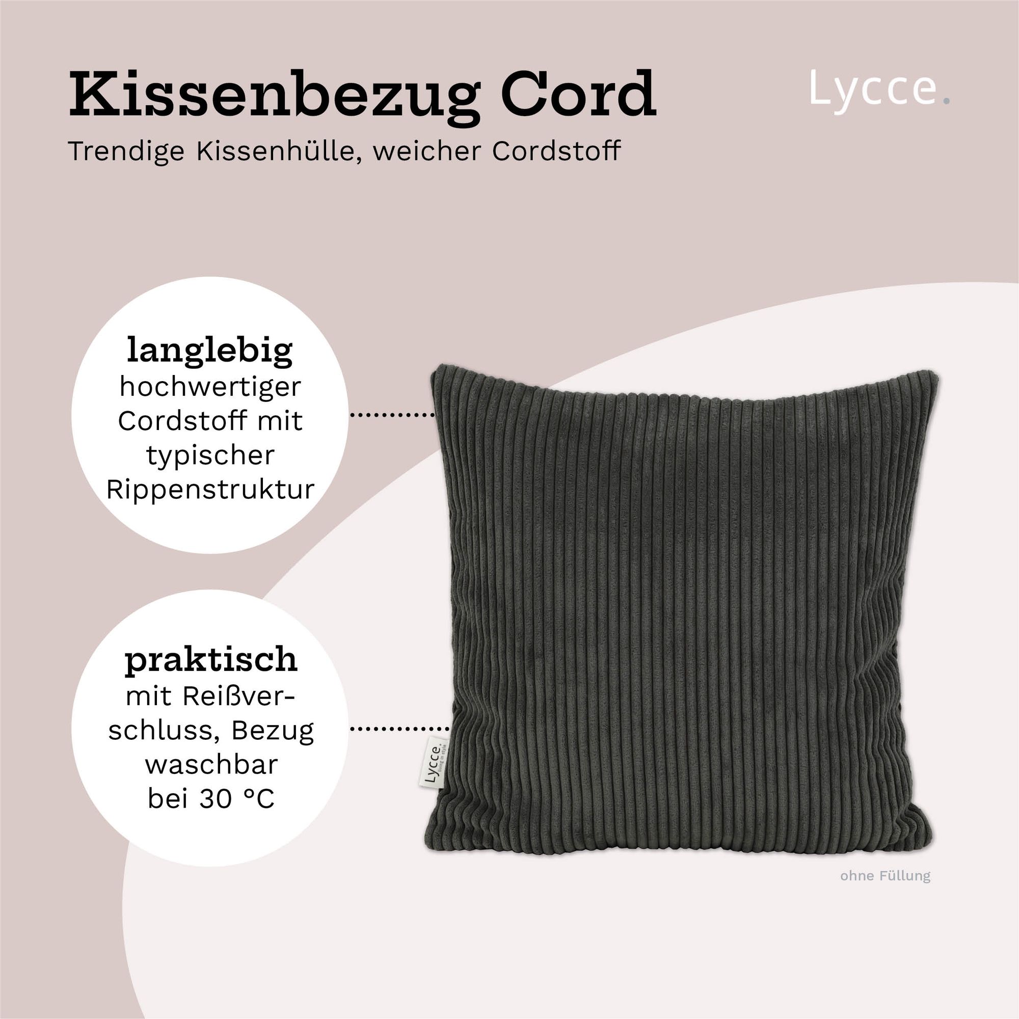 Lycce Kissenbezug aus trendigem Cordstoff (50 x 50 cm)