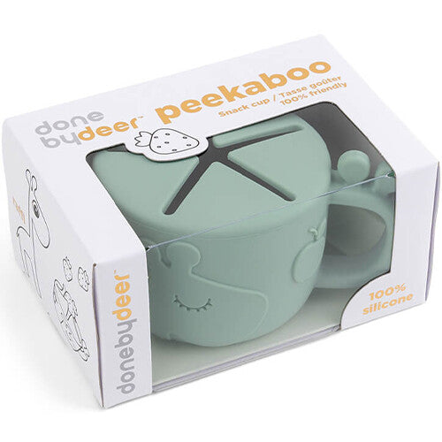 Done by deer siliconen snackdoosje peekaboo - raffi green