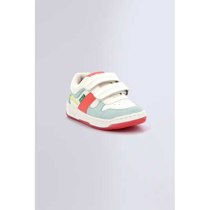 KALIDO BLANC ROSE BLEU BASKETS BASSES Synthétique Mixte