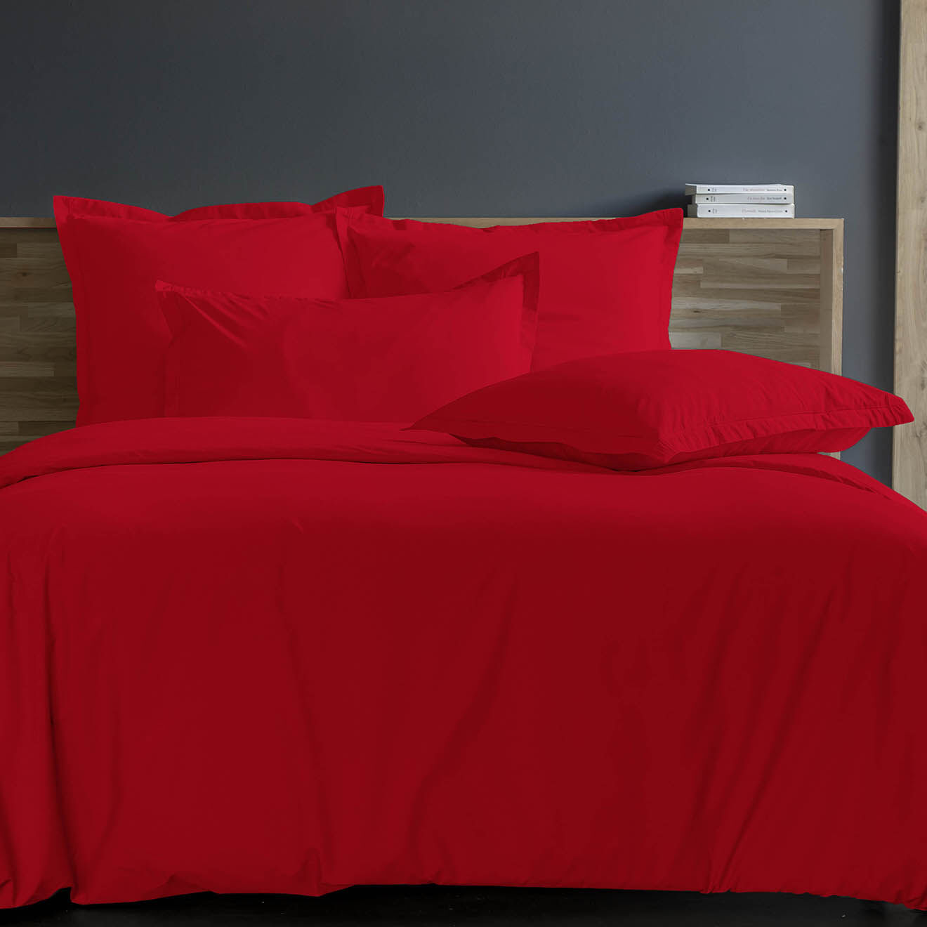 United by PDC Housse de couette 100% Percale de Coton rouge