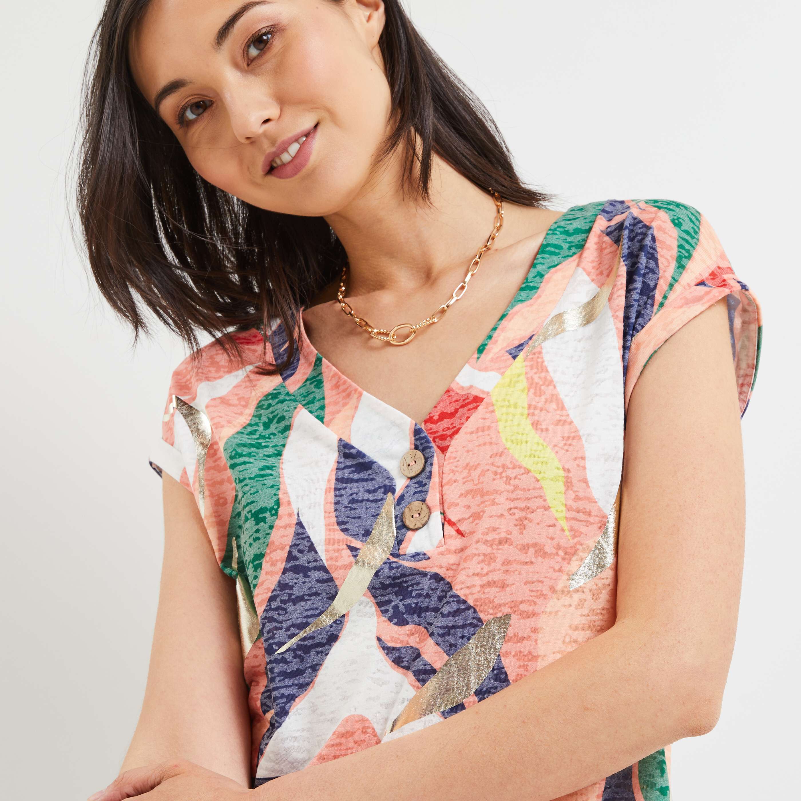 Tshirt imprimé femme - ORANGE