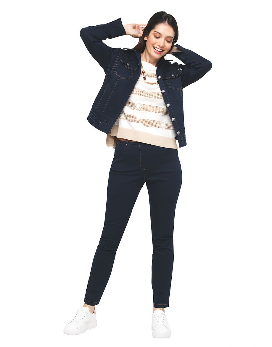 Pull rayé beige écru