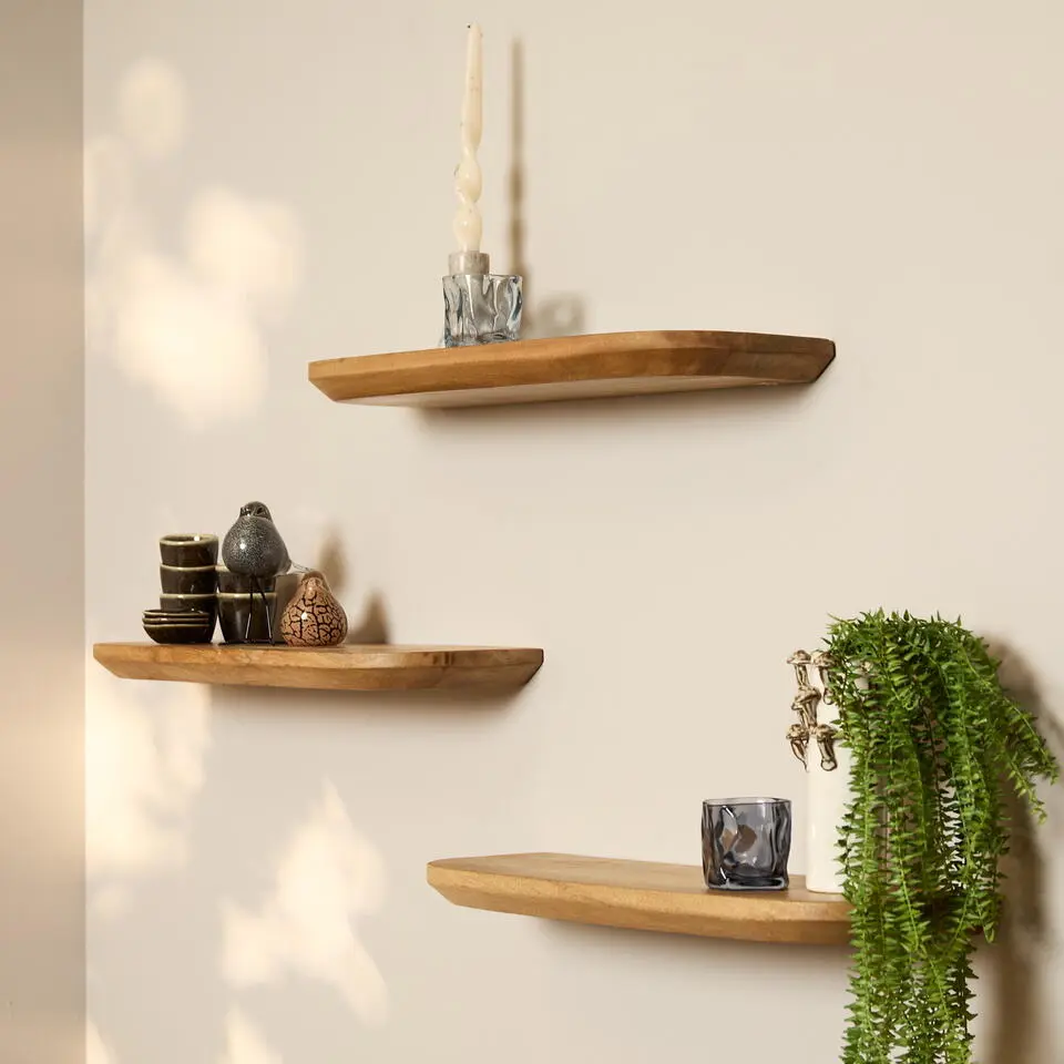 Wandplank Naturel - Set van 3 - 60x20x15cm - Gusta