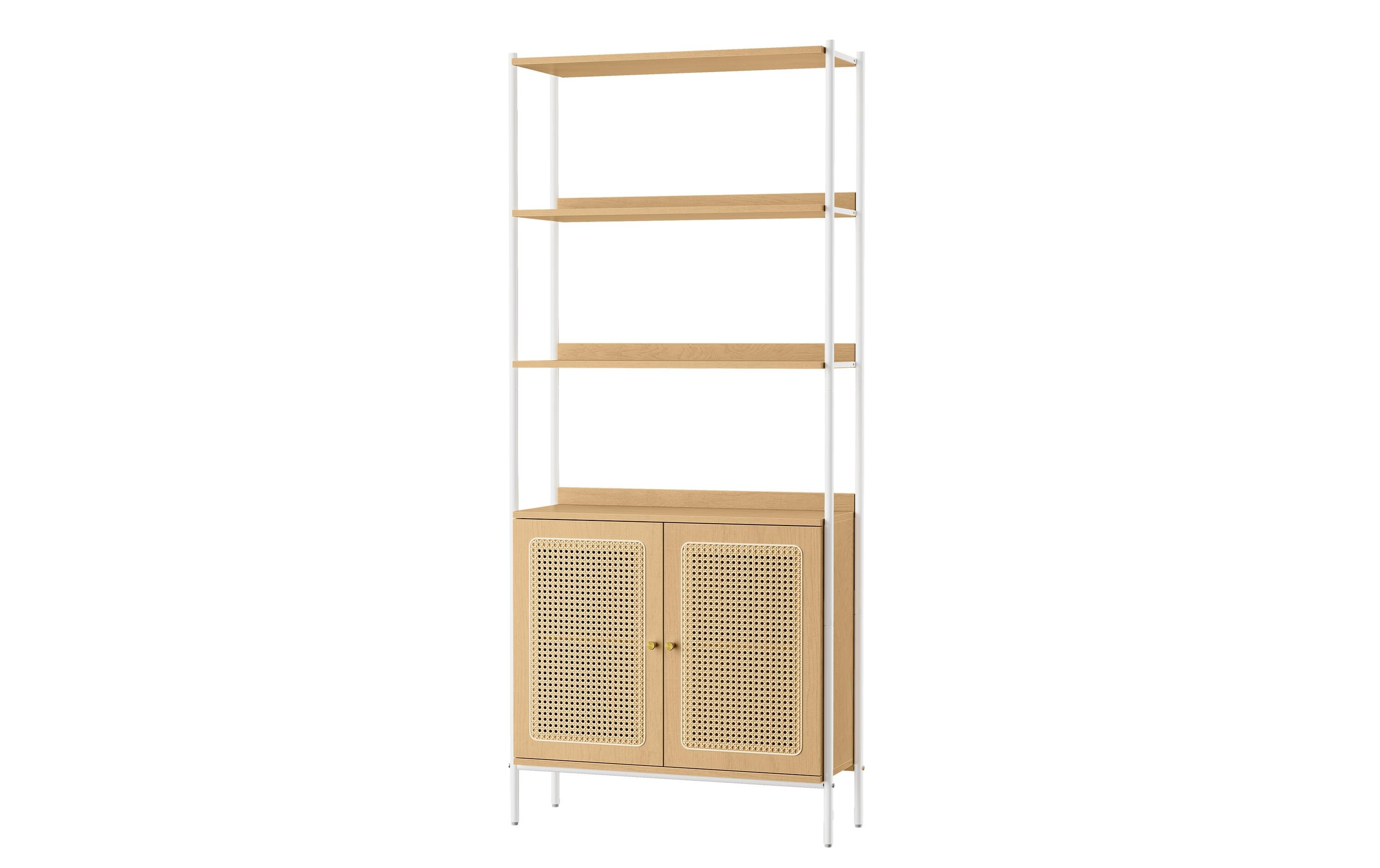 Regal mit 6 Ebenen 76.4 cm x 174.7 cm, Eiche/Perlweiss<br>Bücherregal