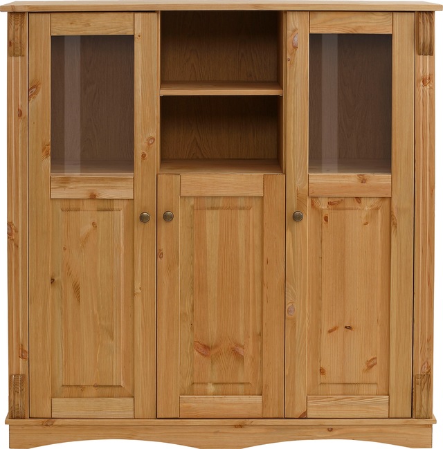 Home affaire Highboard »Teresa« Masse (B/T/H): 119/40/120 cm,  Vitrine, Türen mit Glaseinsätzen, aus massiver Kiefer, FSC®