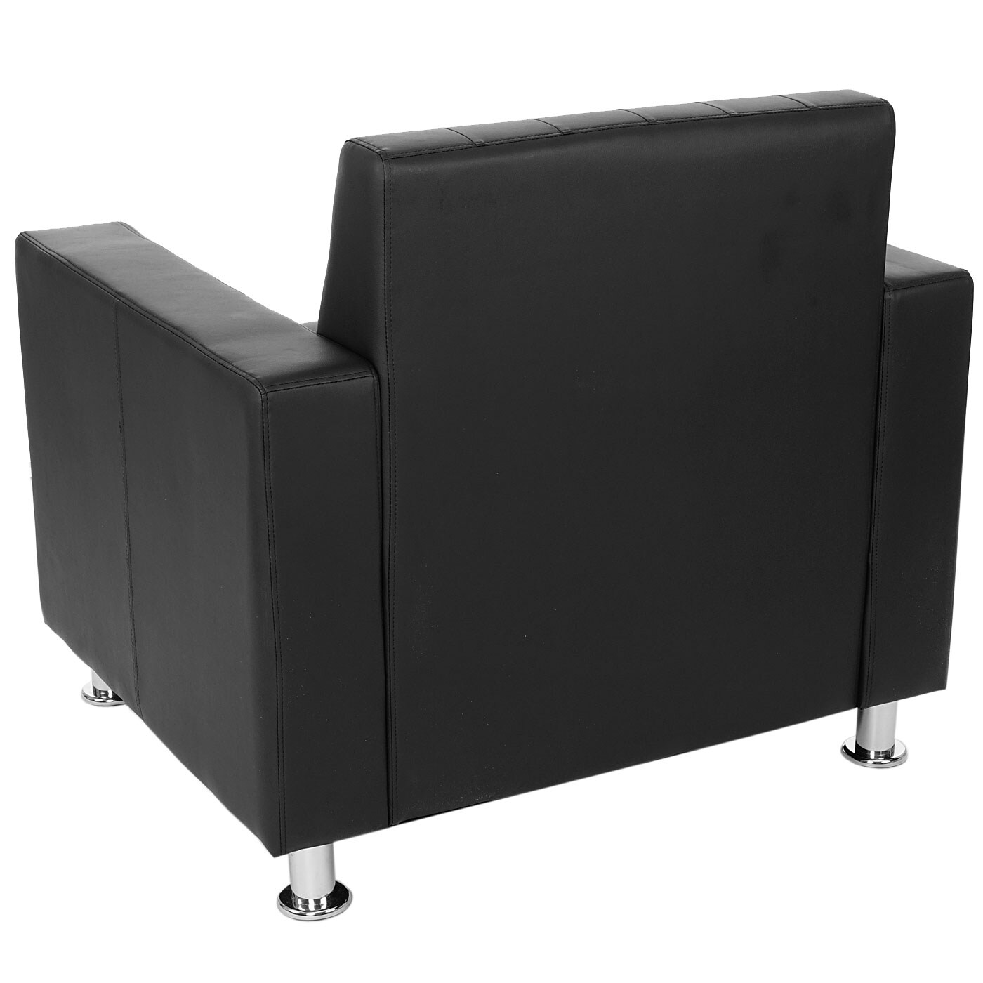 3-2-1 Sofagarnitur Pori, Couch Loungesofa Kunstleder, Metall-Füße ~ schwarz