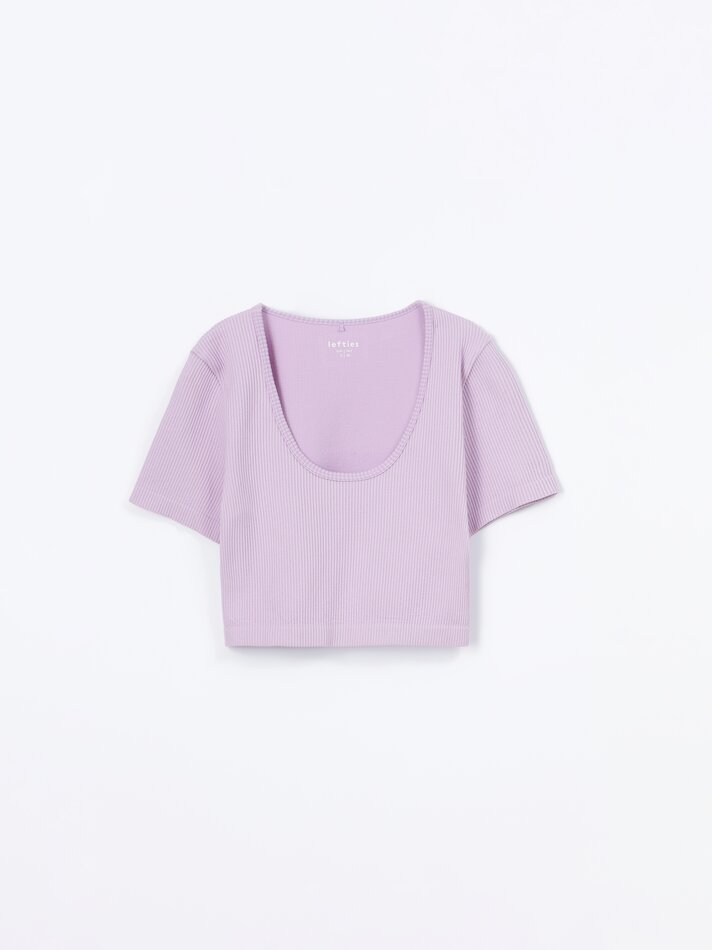 Camiseta cropped sem costura - Malva claro