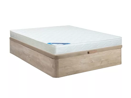 Ensemble 140 x 190 cm sommier coffre naturel clair + matelas mousse ép.15cm - ZEUS de YSMÉE