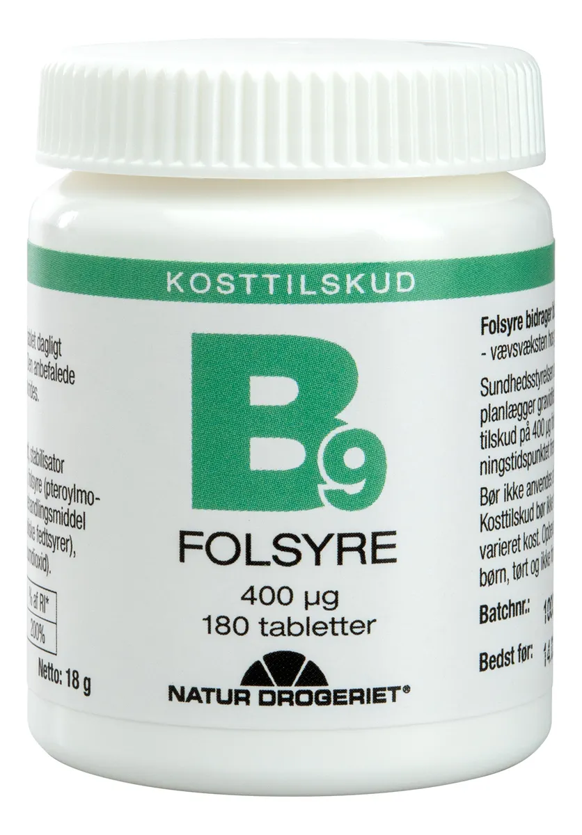 Natur-Drogeriet B9 Folsyre 400 µg - 180 tabl.
