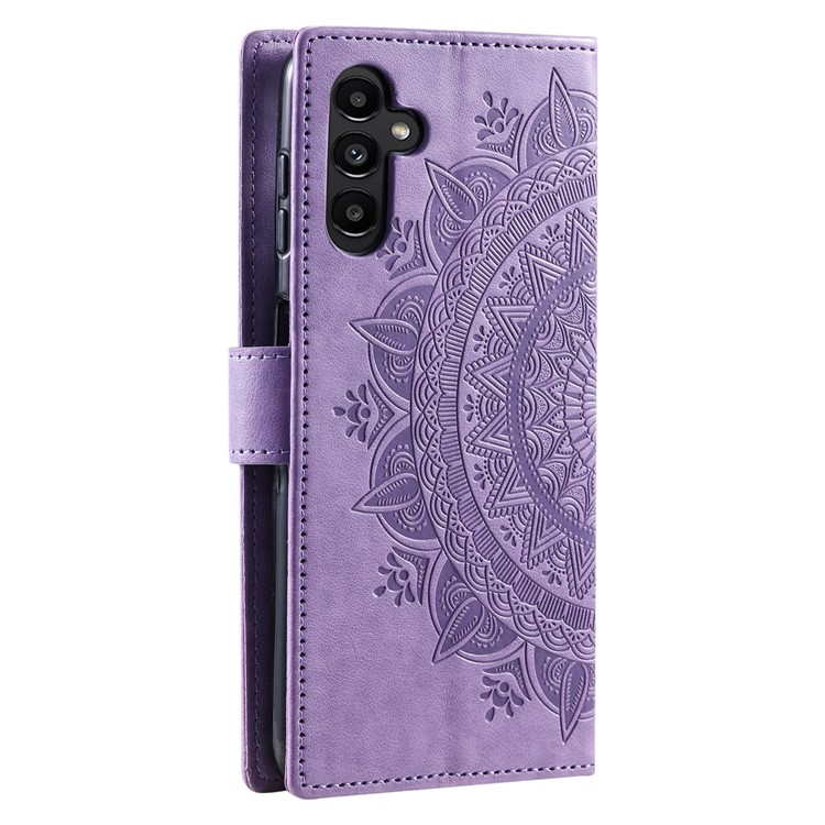 Samsung Galaxy S25  Plus Leder Tasche Wallet - Mandala Flowers Imprint - Lila