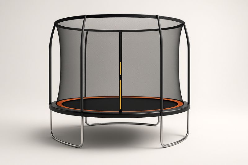 Rundes Trampolin mit Sicherheitsnetz Ø244cm Stahl und Polypropylen Sch