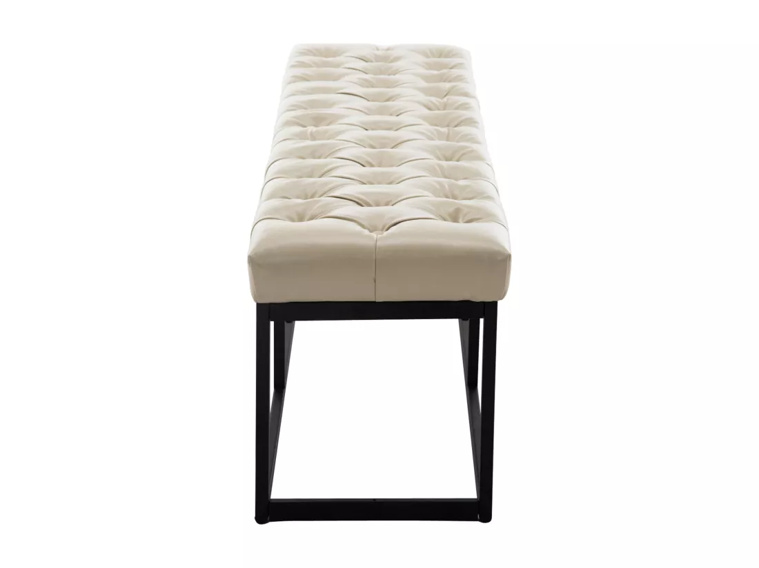 Banquette - Similicuir & Métal noir mat - Crème - Amun