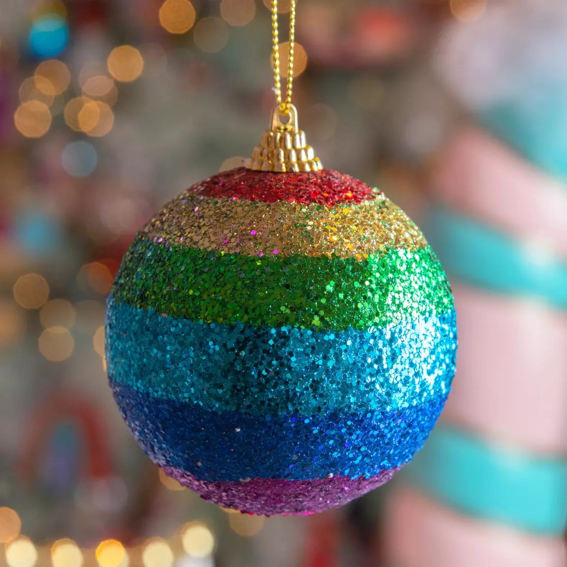 Lot de 12 boules de Noël (D80 mm) Arc en ciel Multicolore
