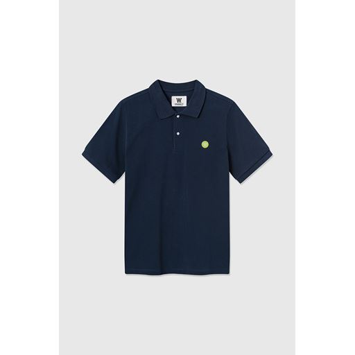 Wood Wood Seb Pique Polo T-shirt, Navy, M