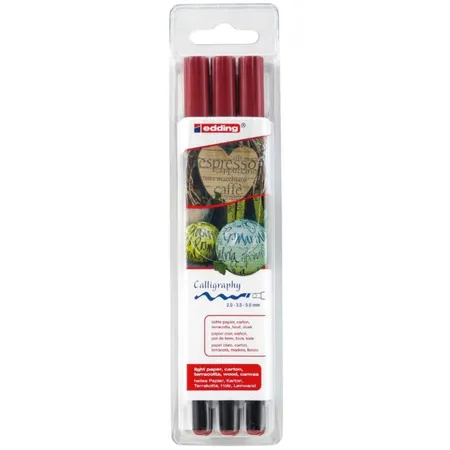 edding 1255 Calligraphy pen, karmesin, 3er Set