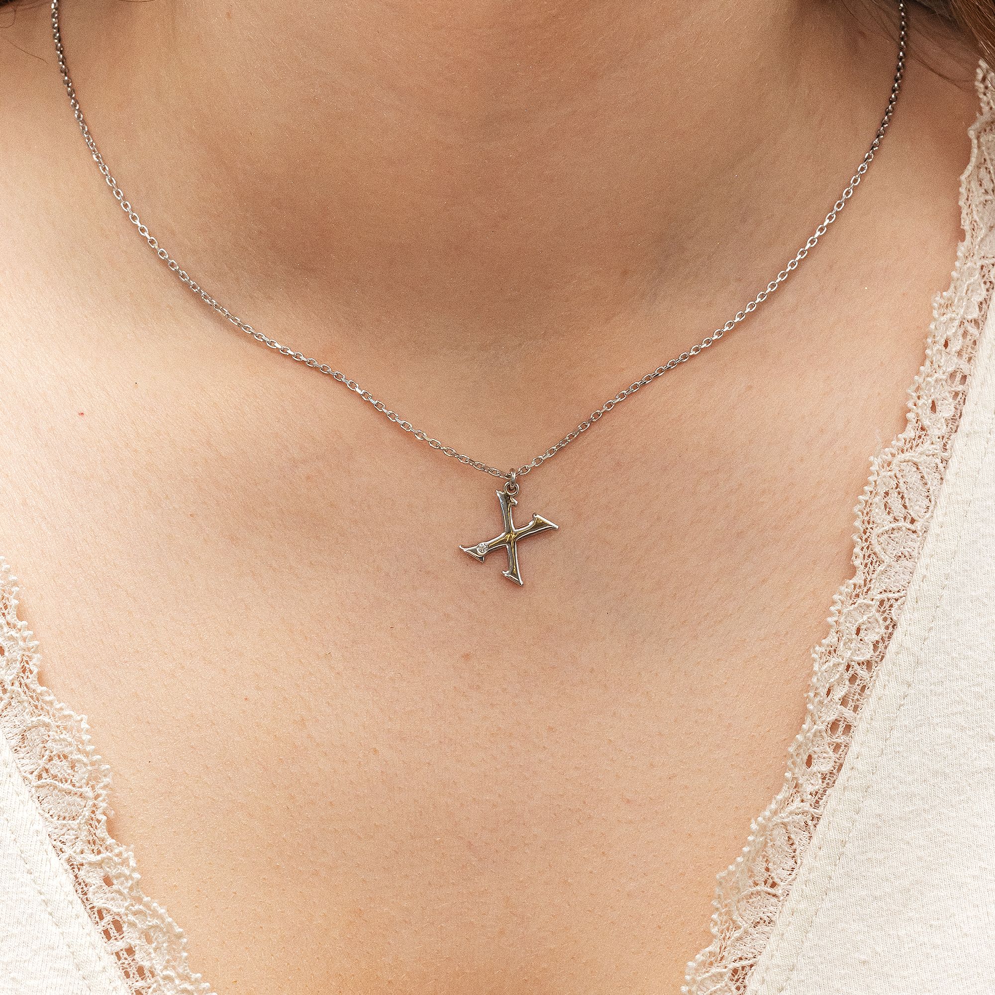 Diamonds by Ellen K. Halskette Silber 925 mit 1x Diamant 0,008ct. Buchstabe X