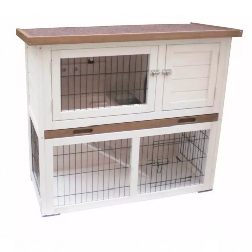 Gaiola para coelhos Kiki para jardim, branca e marrom