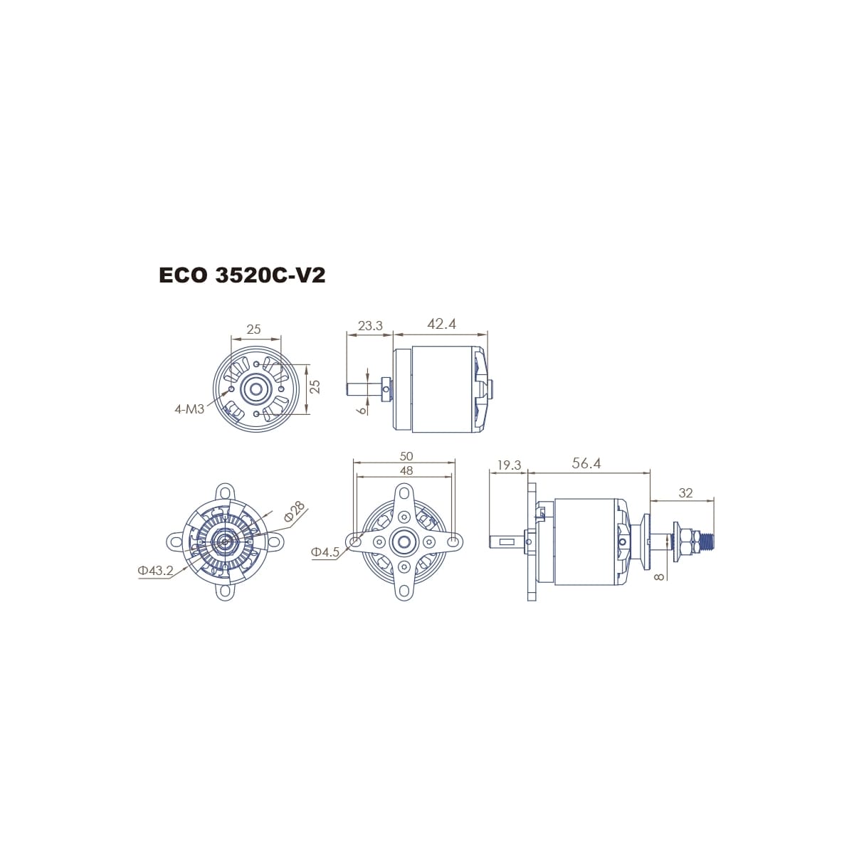 Dualsky eco 3520c v2 820kv 210gram