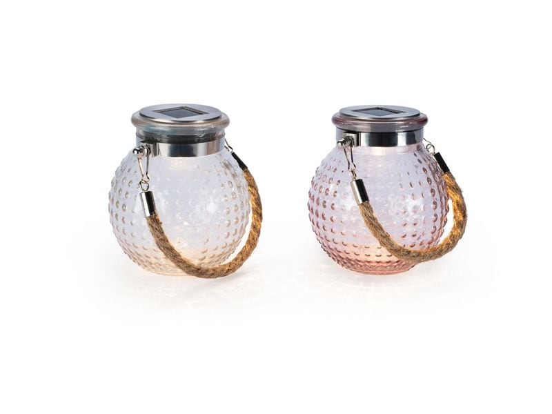 STT Solar Mini Glass Set Dots Beige/Mauve Dekolicht zum Aufstellen oder Aufhängen