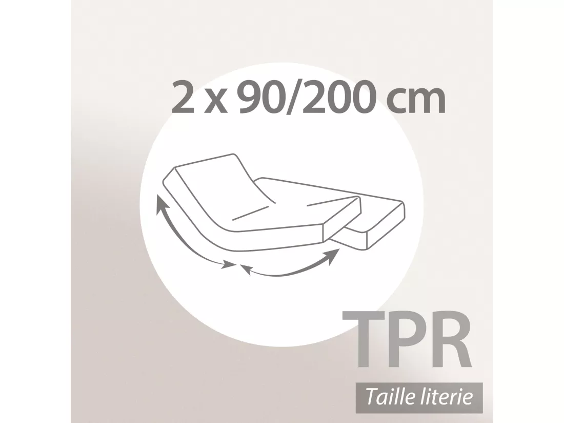 Drap housse relaxation uni 2x90x200 cm coton ALTO Blanc TPR Tête et pied relevable