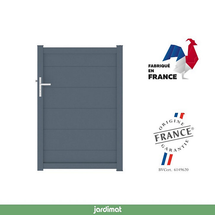 Portillon Jardimat battant aluminium Frejus gris anthracite - 100 x h.145 cm