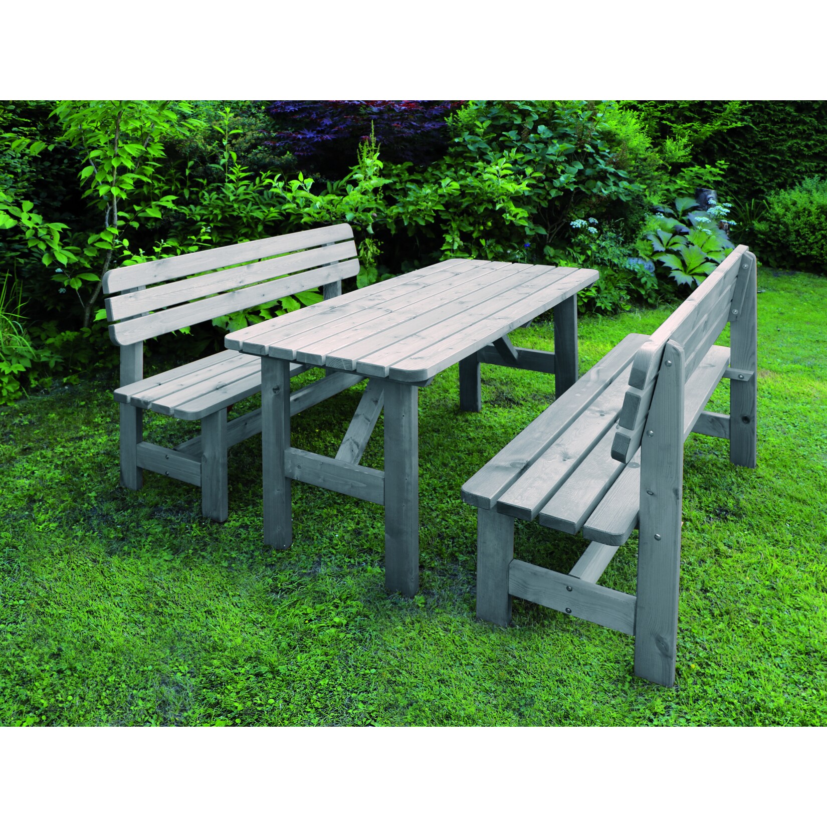 Promadino Promex Handels GmbH, Steinbrückerstraße 2-4, 23556 Lübeck, service@promex-online.de Holz-Garnitur Summer grau