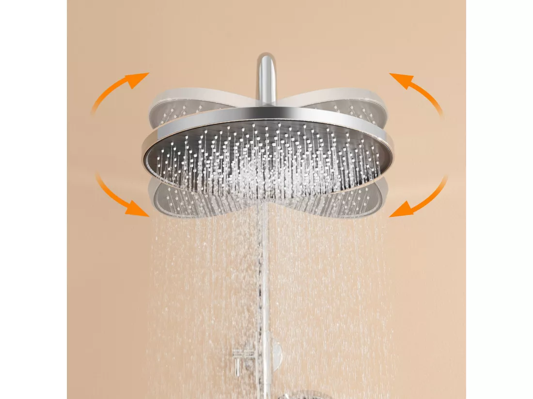 Colonne de Douche Mécanique Chromé,Ensemble Douche Ronde,Tête Douche10 Pouces,Douchette avec 3 Jets D'eau,Hauteur Réglable103-139 cm,EU Modèle