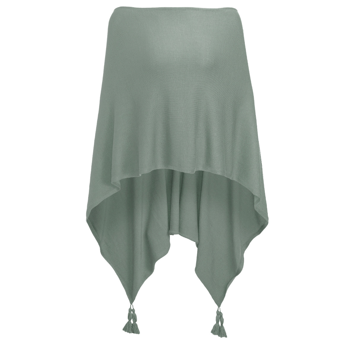 Gina Benotti Damen Poncho mit Tasseln salbei