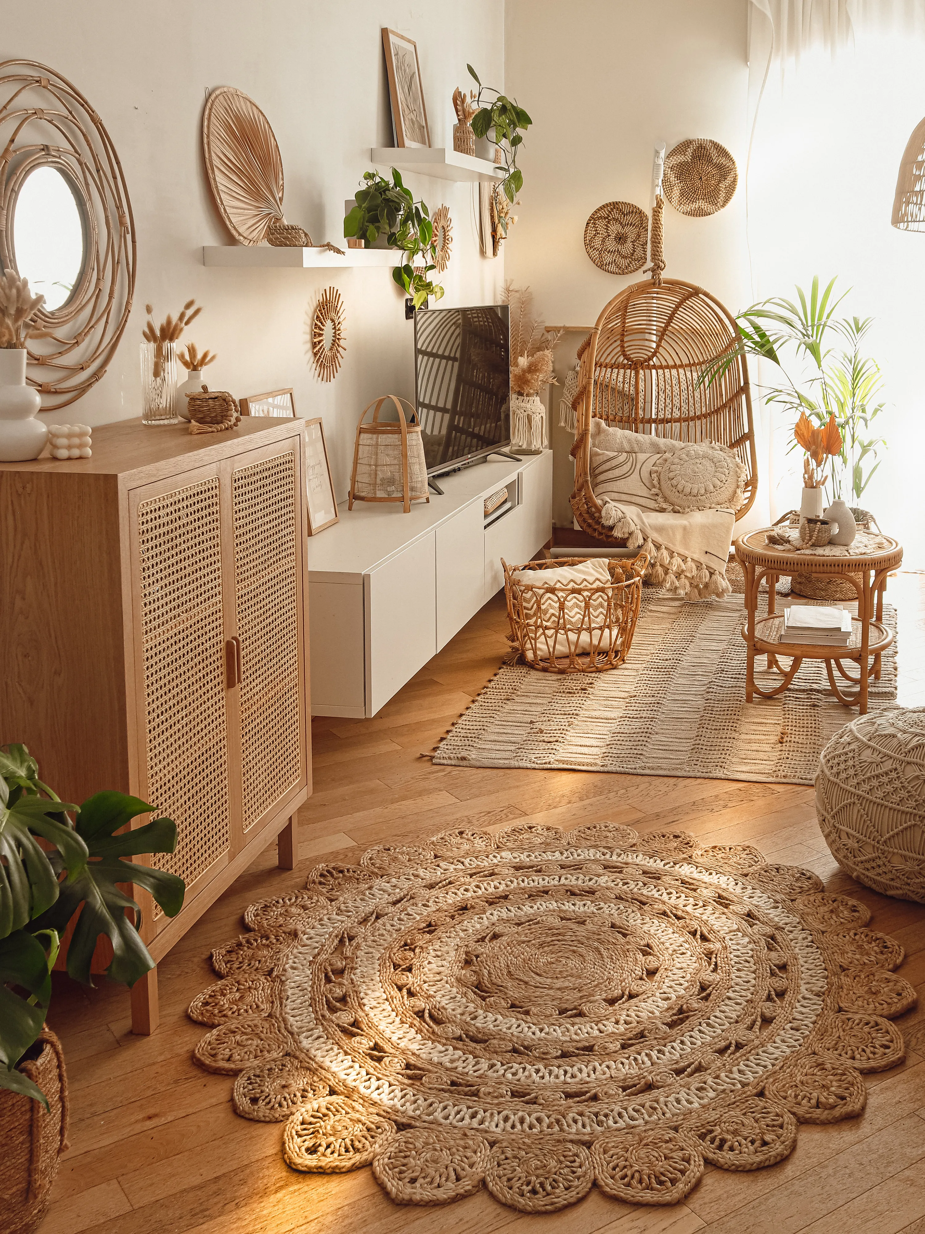 Poef Macramé KAYSERI Katoen Beige