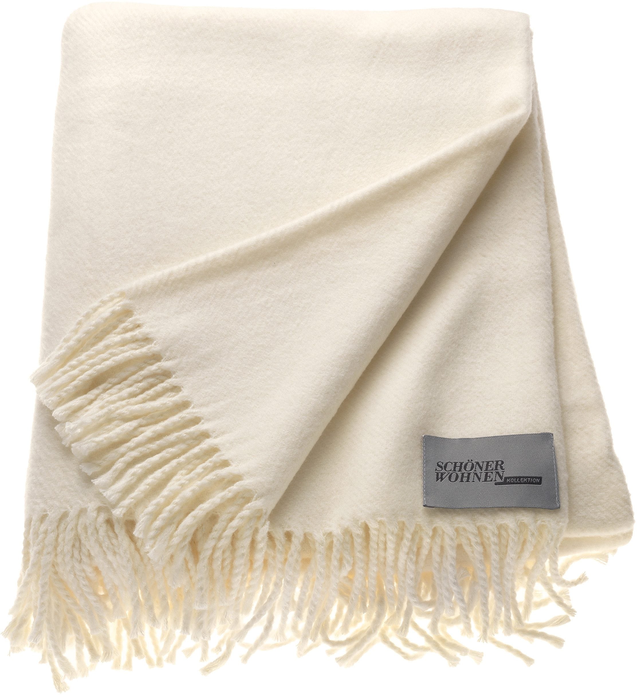 SCHÖNER WOHNEN-Kollektion Wohndecke »Basics« mit Fransen, Kuscheldecke
