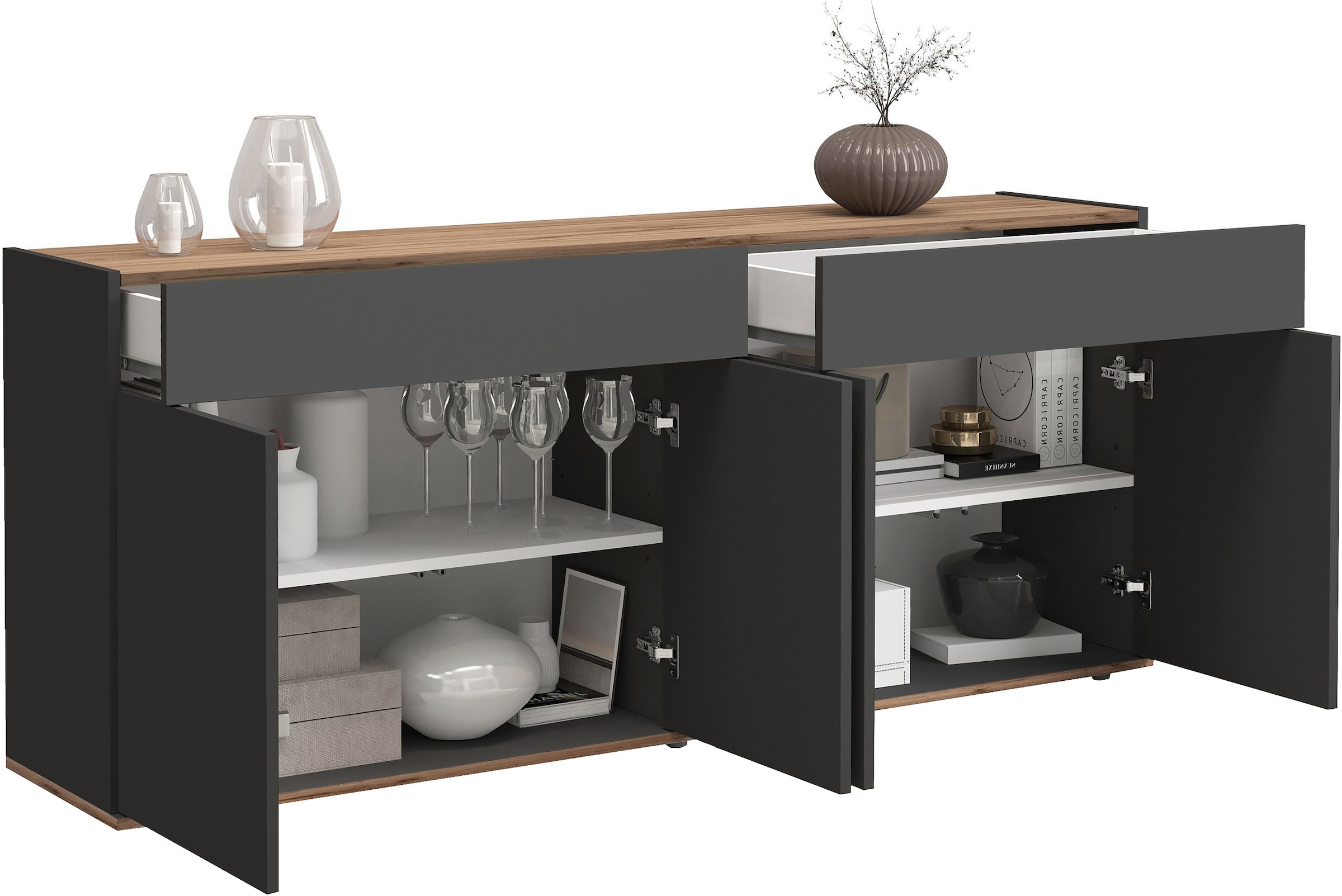 INOSIGN Sideboard »Garda Kommode, Schrank, 4 Türen mit Push-to-Open, Made in Italy« 4 Türen, 2 Schubladen, grifflos  Breite 160,1 cm