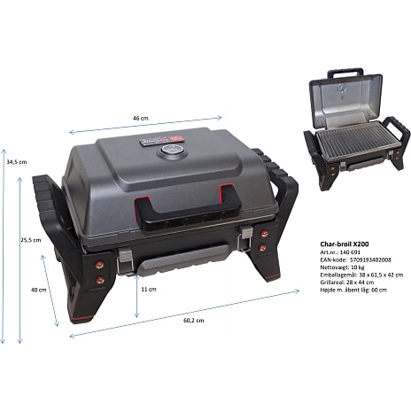 Char-Broil X-200 bærbar gasgrill