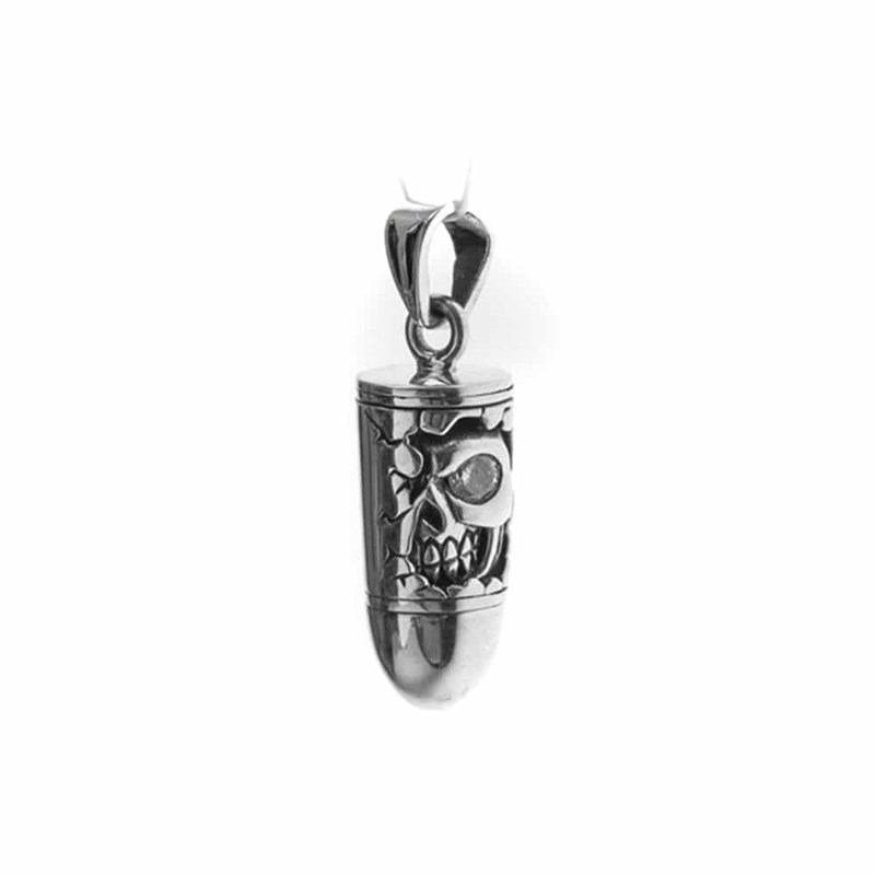 Collier Homme Argent Balle Tête De Mort