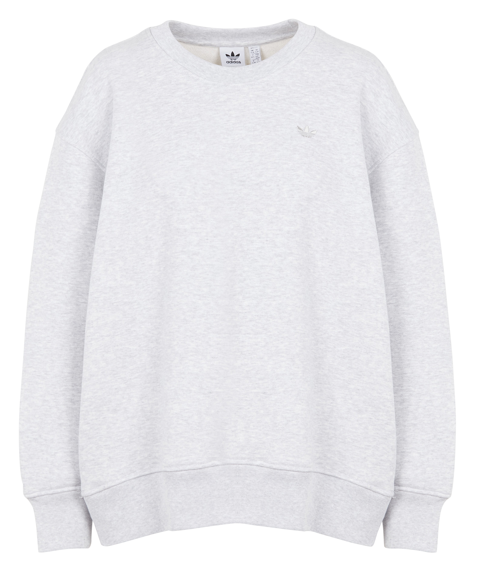 Sweat col rond brodé en coton| Gris