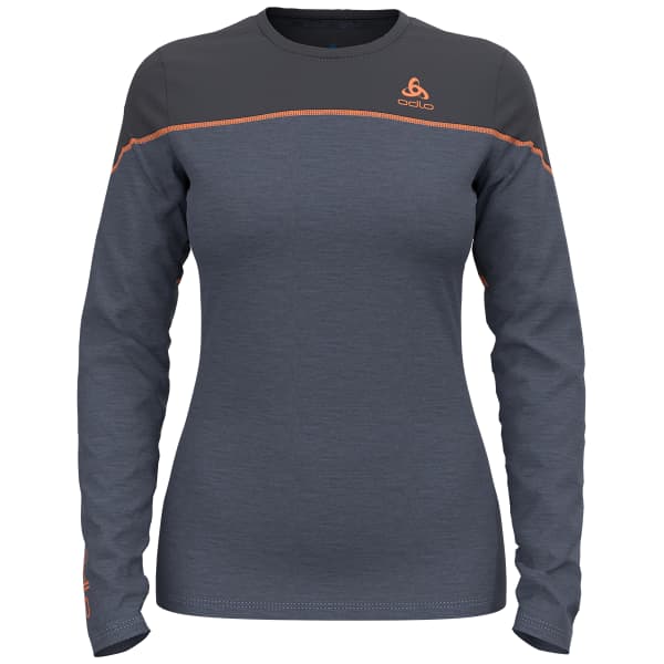 T-shirt thermique ODLO BL TOP CREW NECK L/S REVELSTOKE PW 150 W FOLKSTONE GRAY/INDIA INK MELANGE