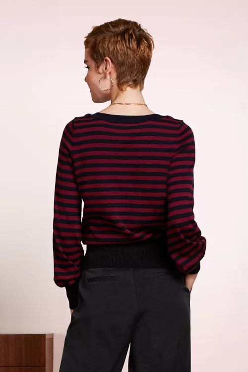 King Louie Marie Bell Loop Stripe top in cabernet rood