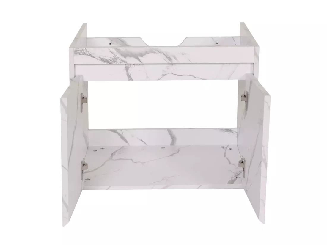 Meuble sous-lavabo MCW-L86, aspect marbre blanc