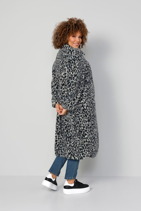 Long-Hemdjacke, Teddyfleece, Leomuster