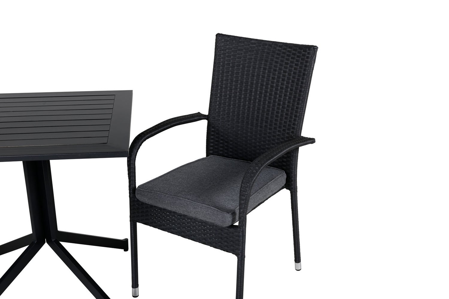 Way tuinset, tafel 70x70cm en 2 stoelen Anna, zwart. 70 x 70 x 72 cm