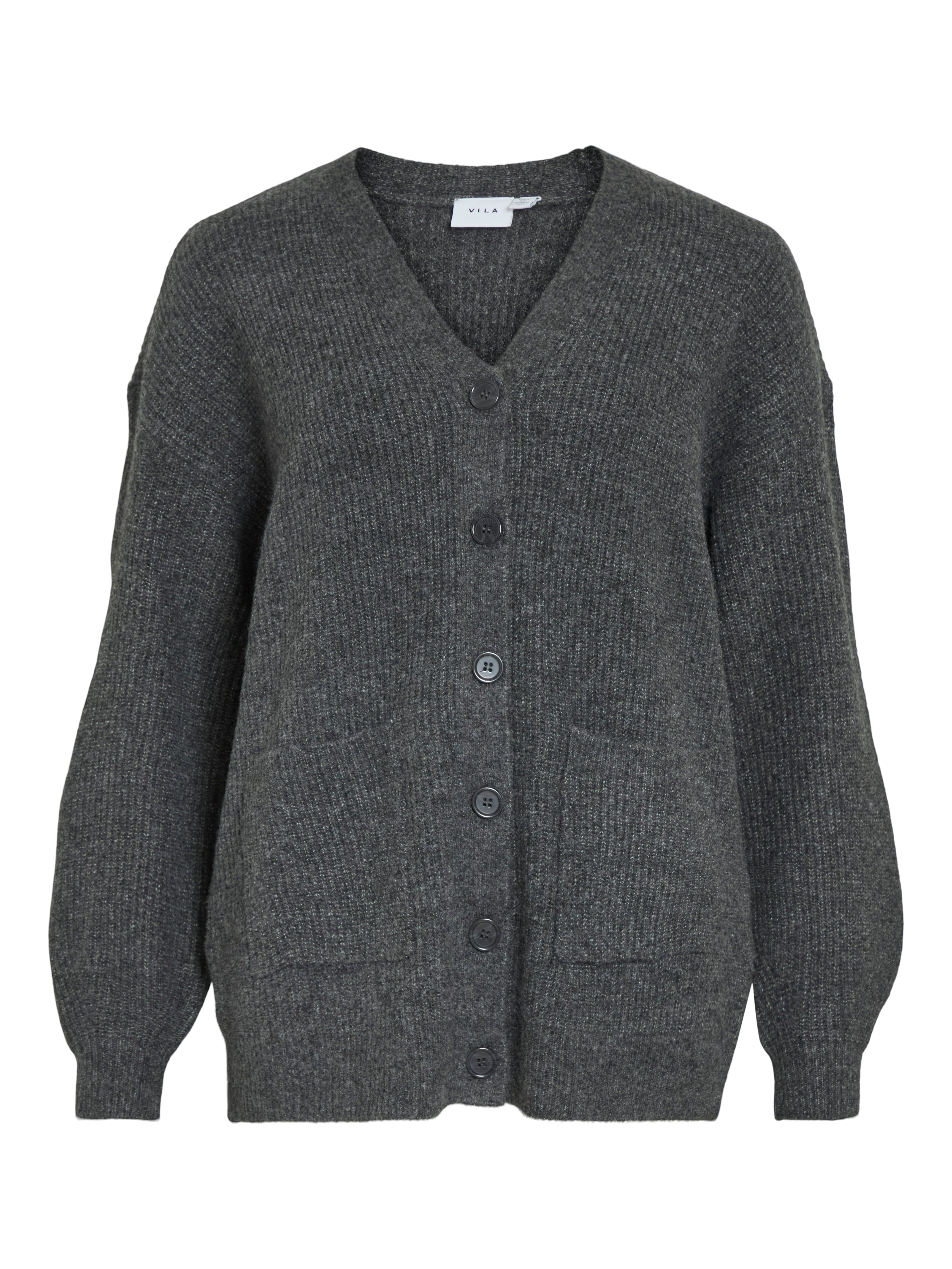 Vila  VIKIMMIS V-NECK L/S strik cardigan - Dark Grey Melange