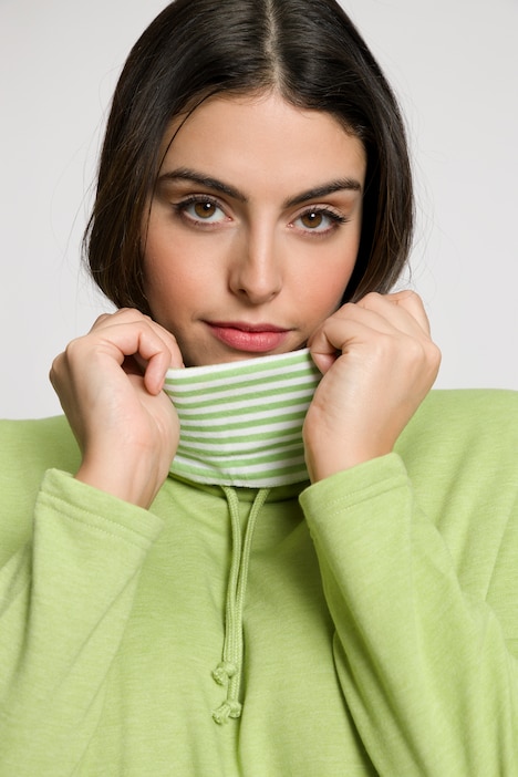 Sweatkleid, A-Linie, drapierter Stehkragen, Langarm