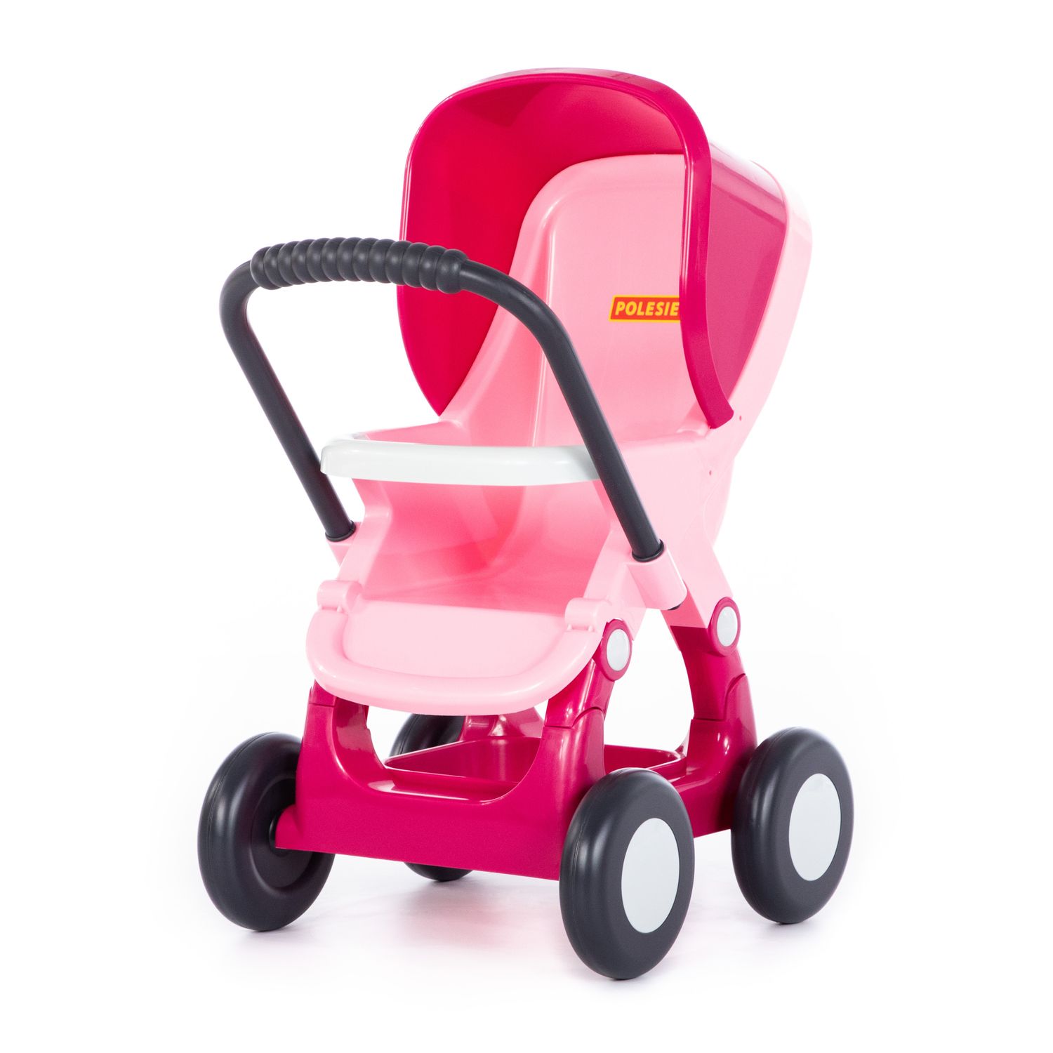 Polesie Puppenwagen Alisia 95220 aus Kunststoff, Puppenbuggy, 4 Kunststoffräder pink