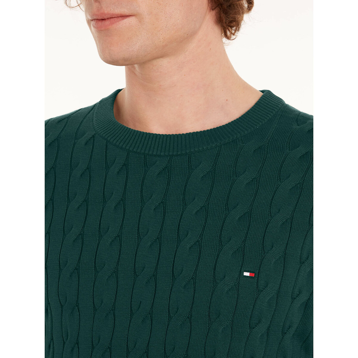 TOMMY HILFIGER<br>Suéter com gola redonda em malha texturizada